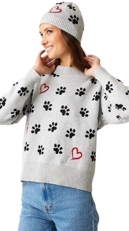 Paw & Heart Print Sweater. Style PH80108