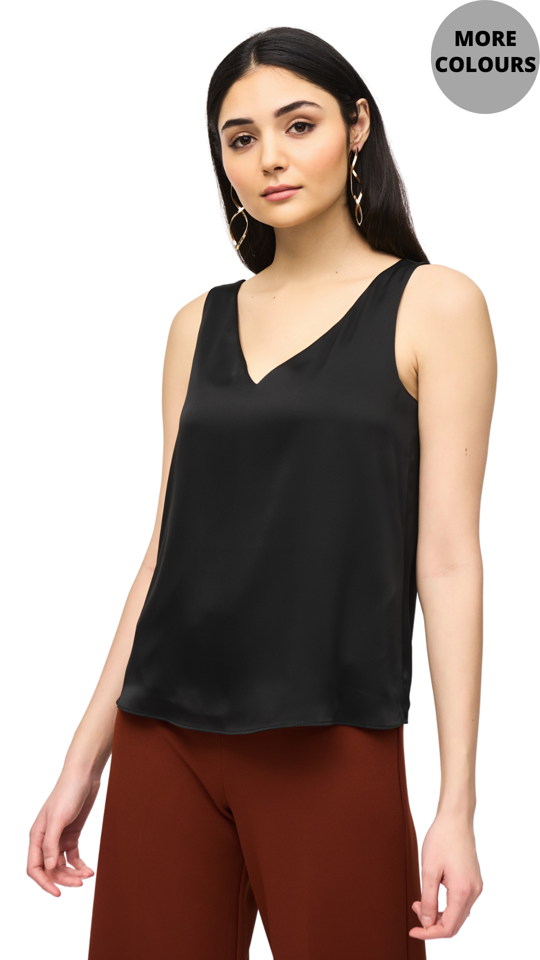 Satin Straight Sleeveless Top. Style JR243110