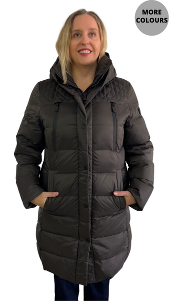 Quilted Yoke Puffer with Four Snap Pockets. Style JUN2356