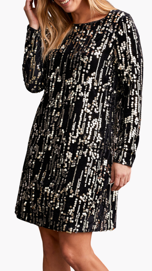 Long Sleeve Sequin Dress. Style TR908O-5192