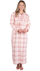 Pink Plaid Flannel Night Gown. Style PL987PLAID
