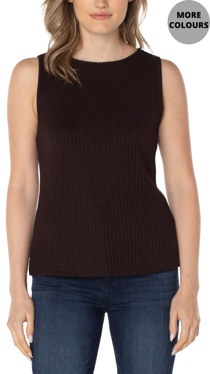 Sleeveless Boat Neck Rib Knit Top. Style LVLM8747K61