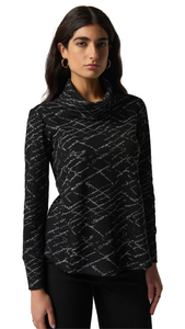 Jacquard Knit Cowl Neck Sweater. Style JR233146