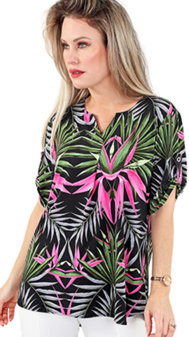 Tropical Print Relaxed Fit Tunic. Style MT24S1680