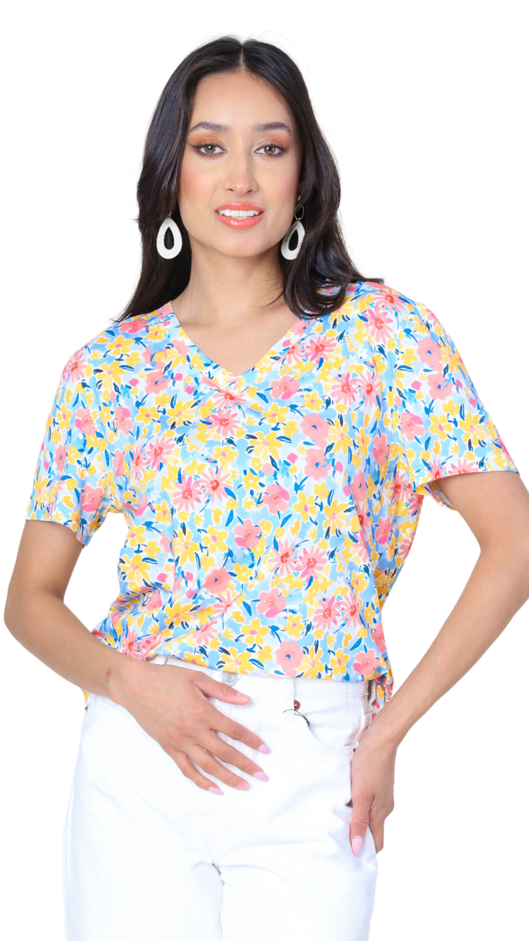 Bright Floral Print T-Shirt. Style FS241314