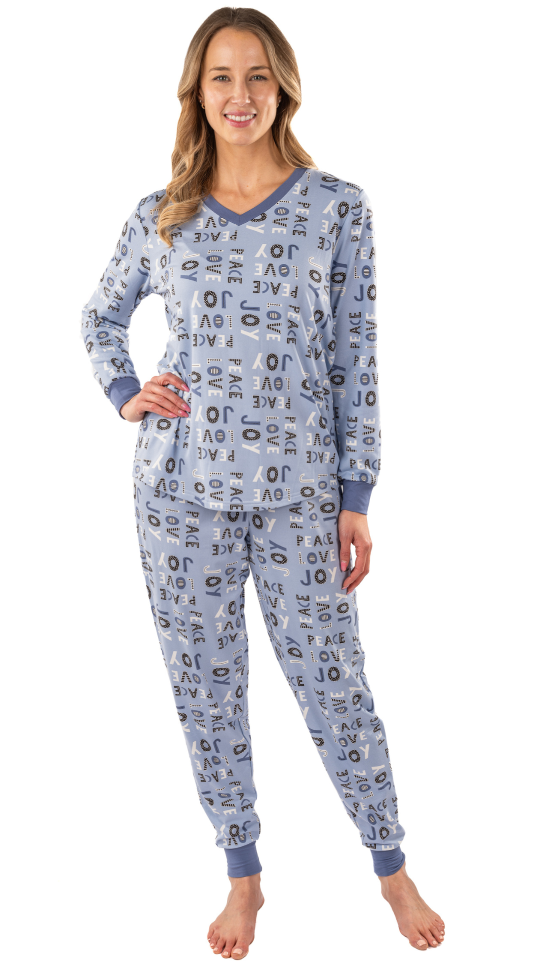 Love Joy Peace 2 Piece PJ Set. Style PL111-1BLU