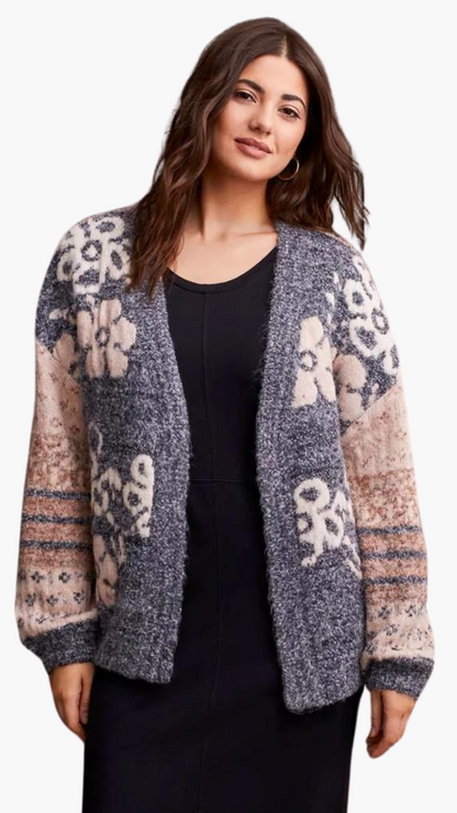 Double Knit Jacquard Sweatre Cardigan. Style TR1975O-8083