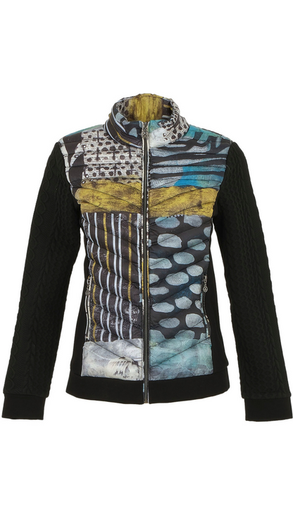 "Mono Leaf" Artist Print Quilted Jacket. Style DOLC74837