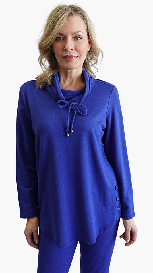 Cowl Neck Side Button Top. Style SW102502