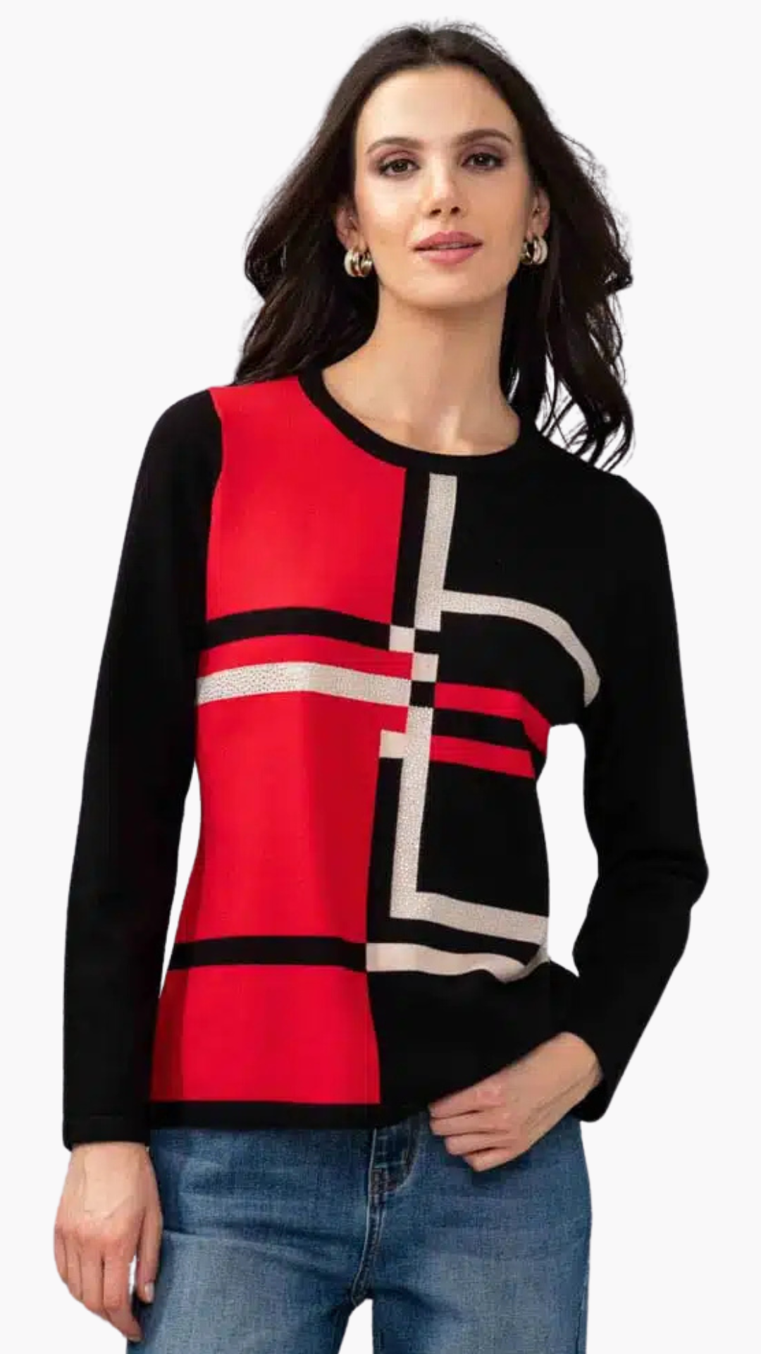 Colour Block Sweater with Rhinestone Details. Style ALSA44173