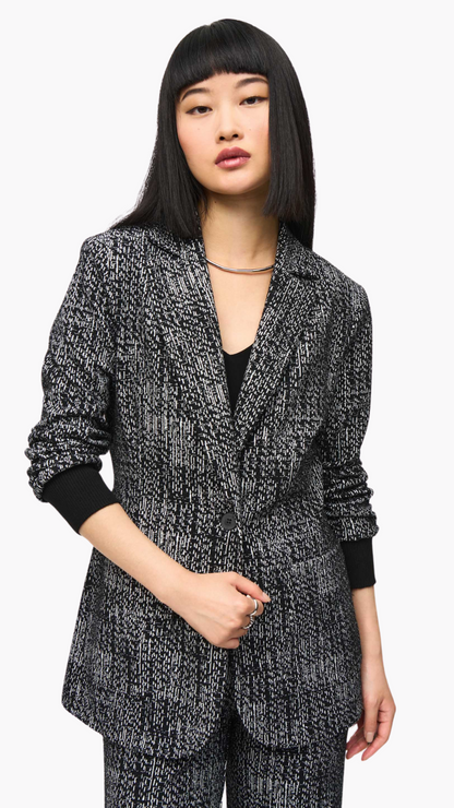 Ruched Sleeve Tweed Blazer. Style JR243053