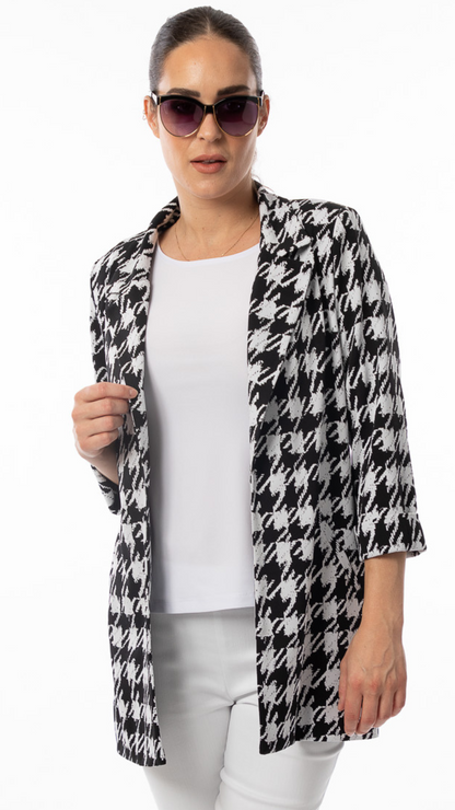 Open Front Houndstooth Blazer. Style BALI8405