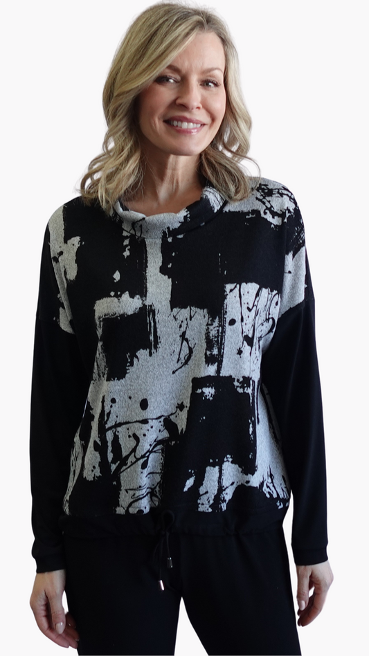 Shadows Print Cowl Neck Top. Style SW102241