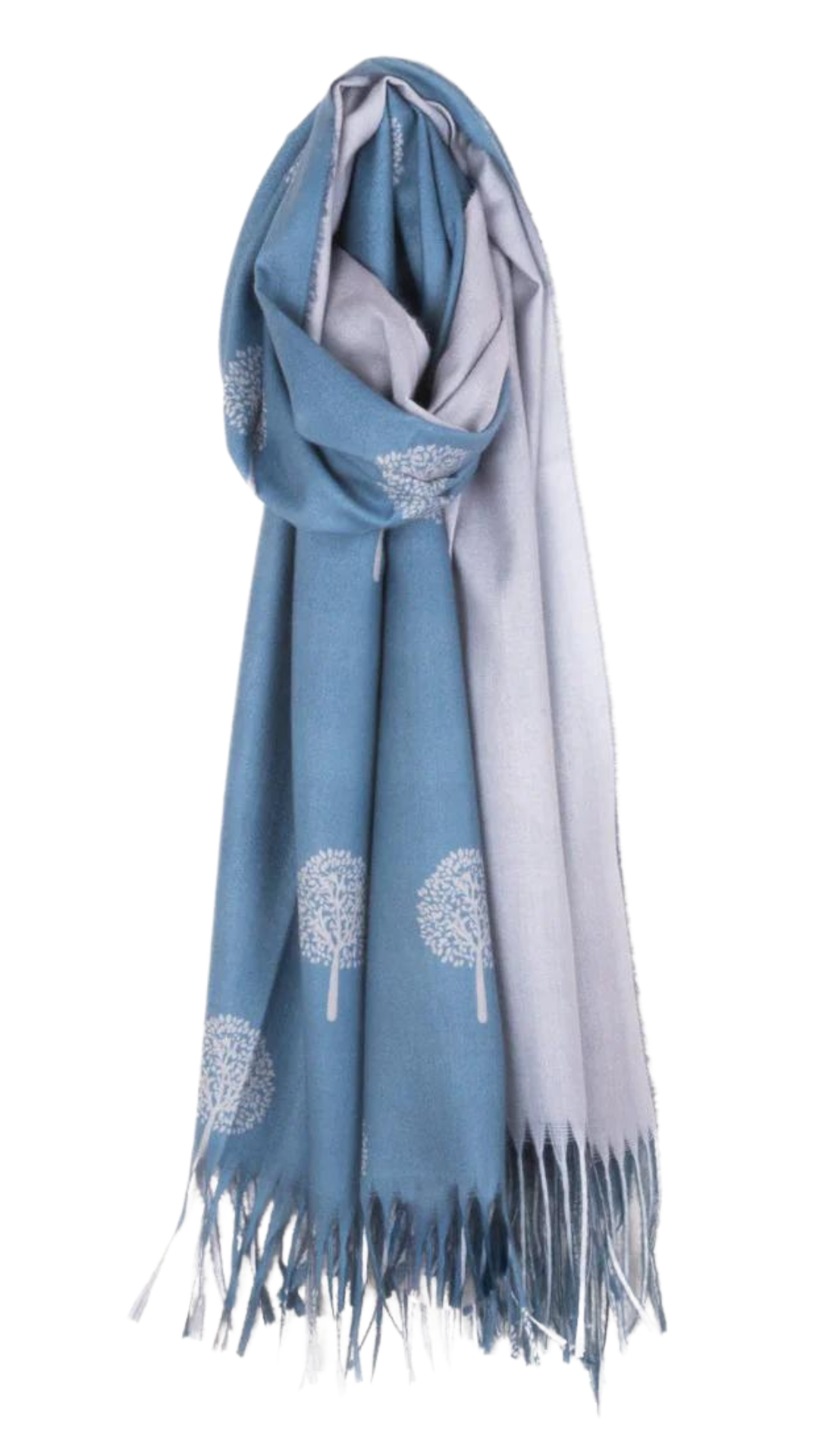 Blue Tree Print Silky Scarf. Style CARA6166-BLU