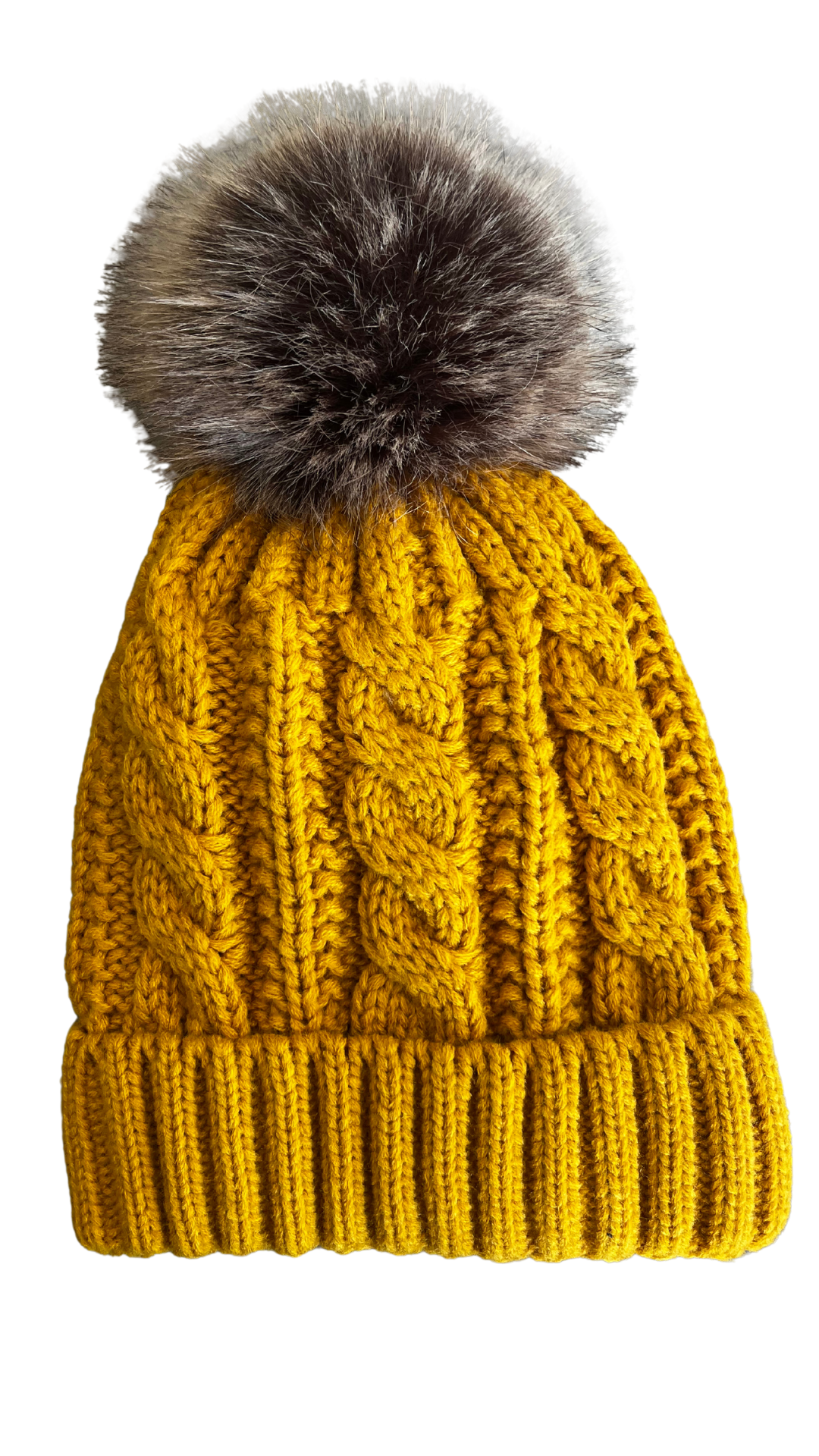 Mustard Cable Knit Toque with Fleece Lining. Style ELWKAYLA-MUS