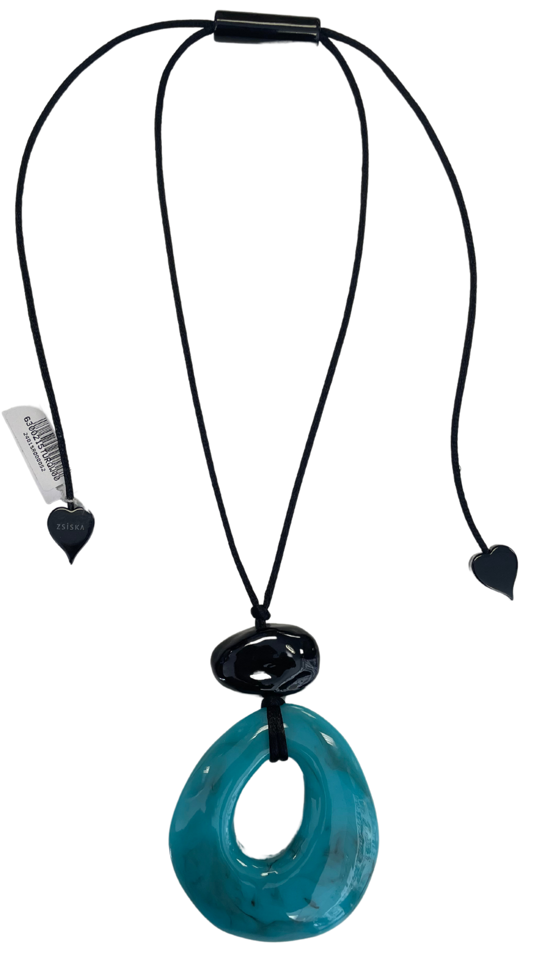 Organic Collection - Black & Turquoise Resin Necklace. Style 6300215TURQW00