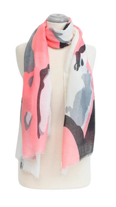Pink Abstract Geo Print Lightweight Scarf. Style CARA6154-PNK