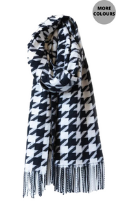 Soft & Cozy Houndstooth Scarf. Style CARA6130-BLK