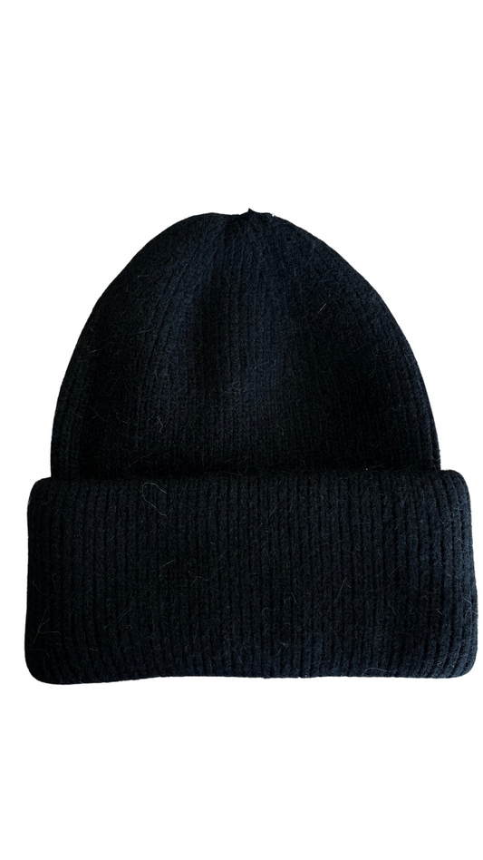 Rib Knit Soft Wool Blend Toque. Style ELWKAYLA10-BLK