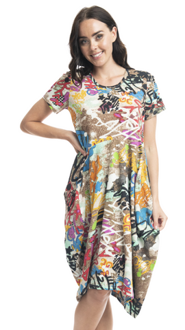Rineia Bubble Hem Printed Dress. Style ORI21070