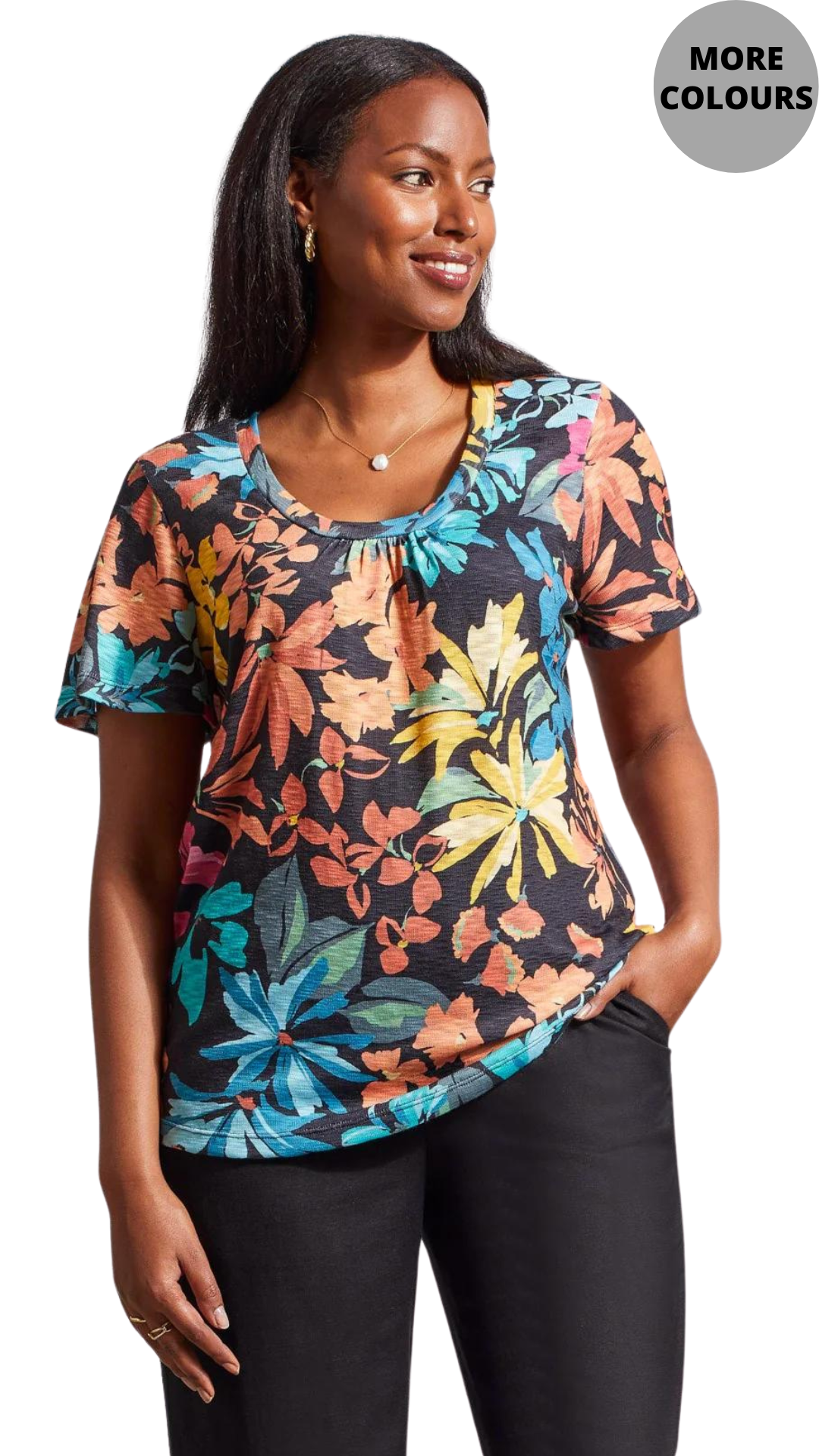 Printed Scoop Neck Top. Style TR4835V-3533