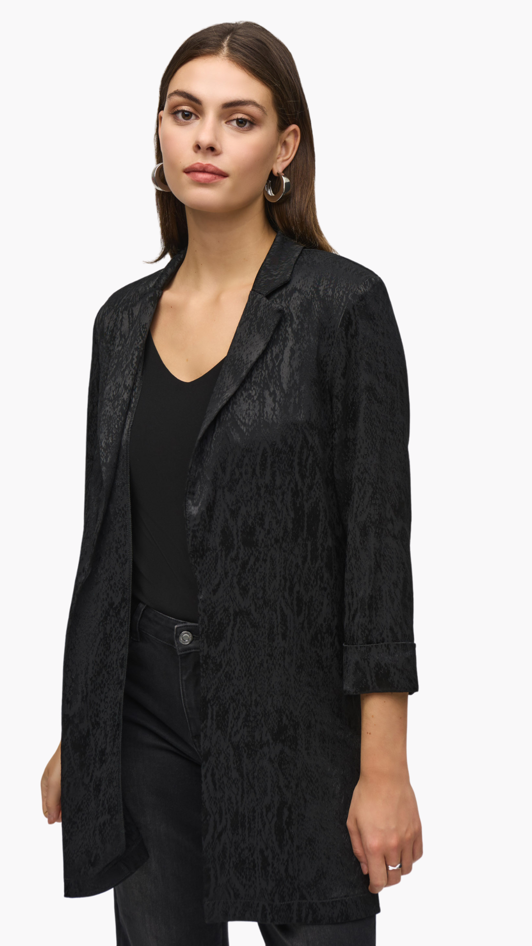 Animal Jacquard Long Blazer. Style JR244248