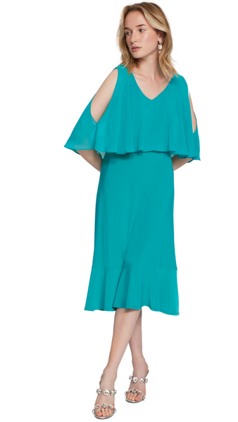 Silky Knit Chiffon Fit & Flare Dress. Style JR241706