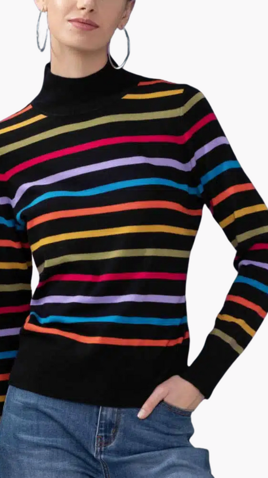 Striped Mock Neck Sweater. Style EW33066