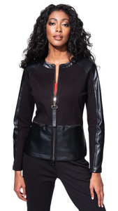 Vegan Leather & Stretch Knit Jacket. Style ALSA42005