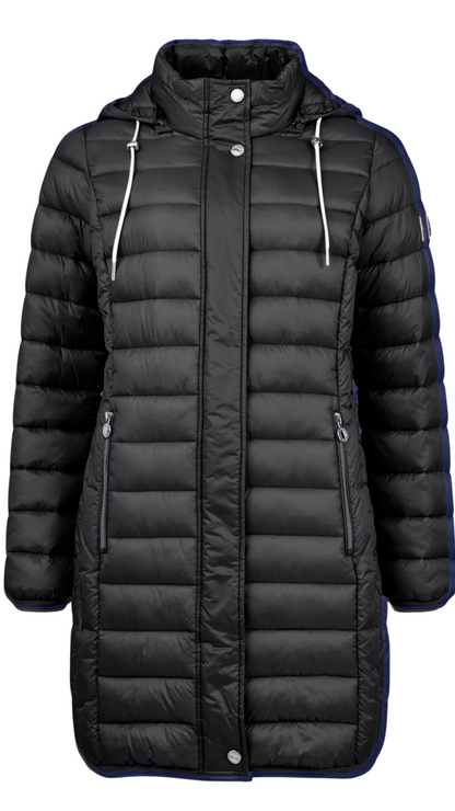 Mid Length Removable Hood Quilted Outerwear. Style FR103