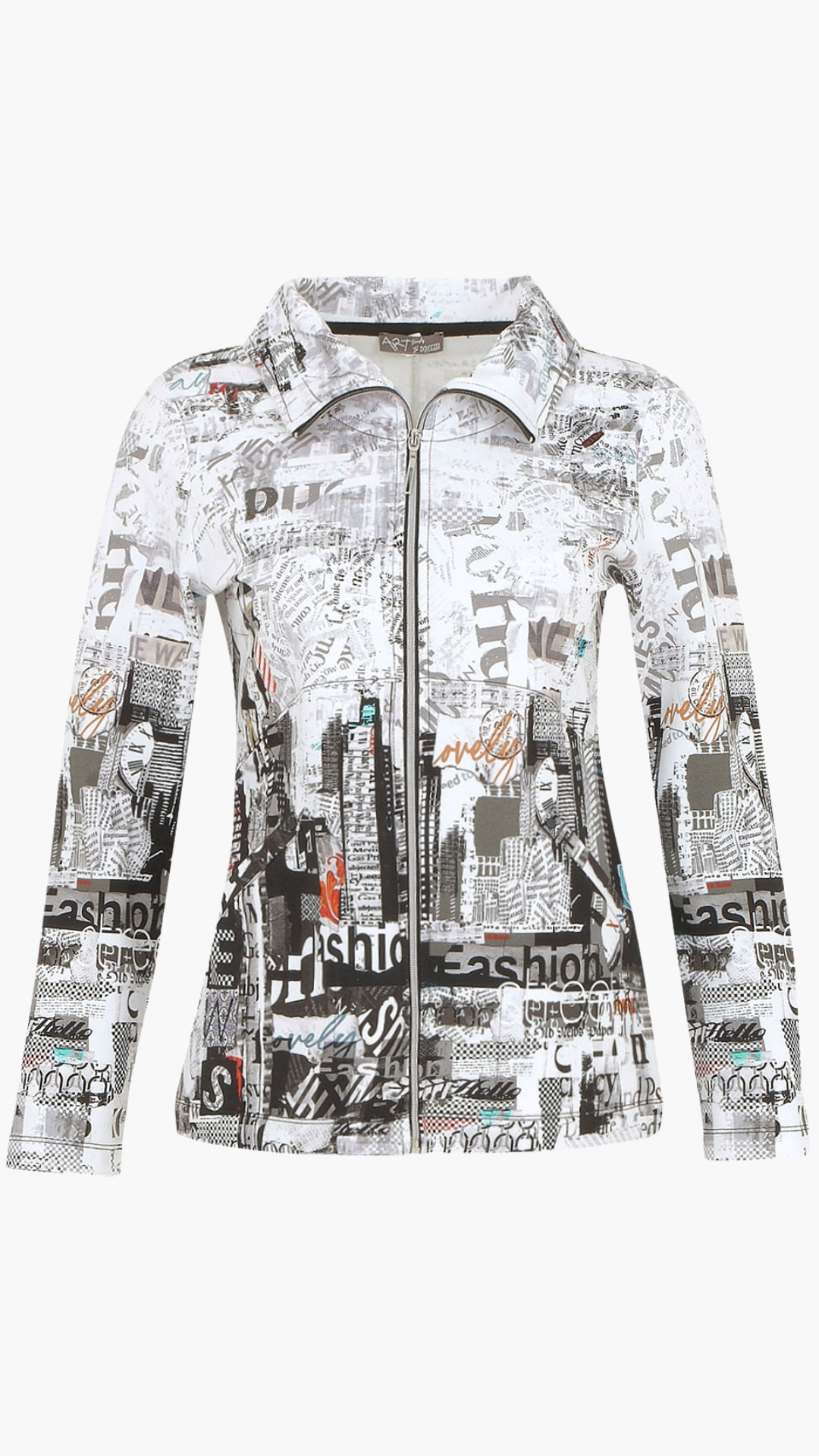 "City Life" Artist Print Zip Up Jacket. Style DOLC74677