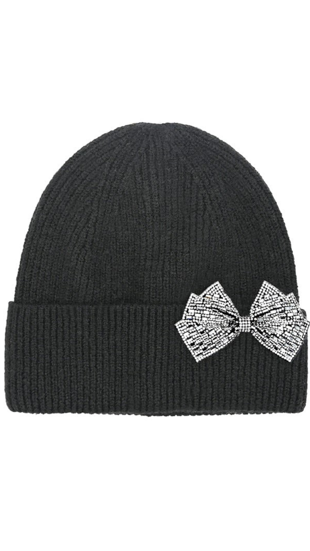 Rhinestonen Bow Cuff Beanie. Style MODHTE-0151