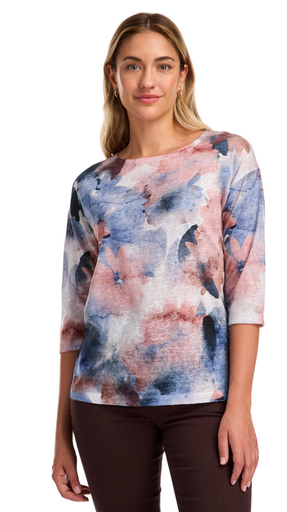 Soft Floral Boat Neck Top. Style FD3329451