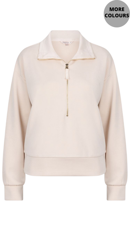 Buttery Soft Modal 1/2 Zip Neck Top. Style ESQSP2405003