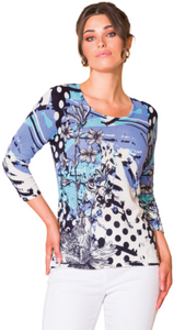 Dot & Flower Print Sweater. Style ALSA43216