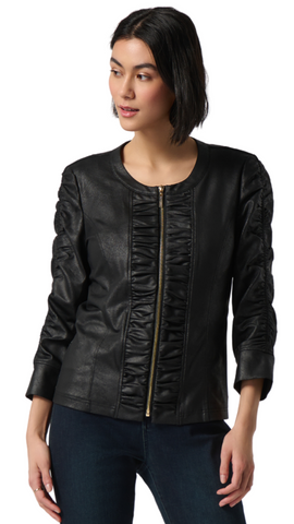 Ruched Zip Foiled Knit Jacket. Style JR234928