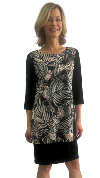 Layered Printed Boatneck Dress. Style SW87247
