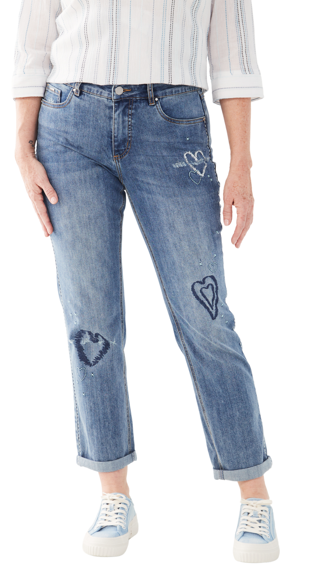 Embroidered Heart Girlfriend Jean. Style FD2039779