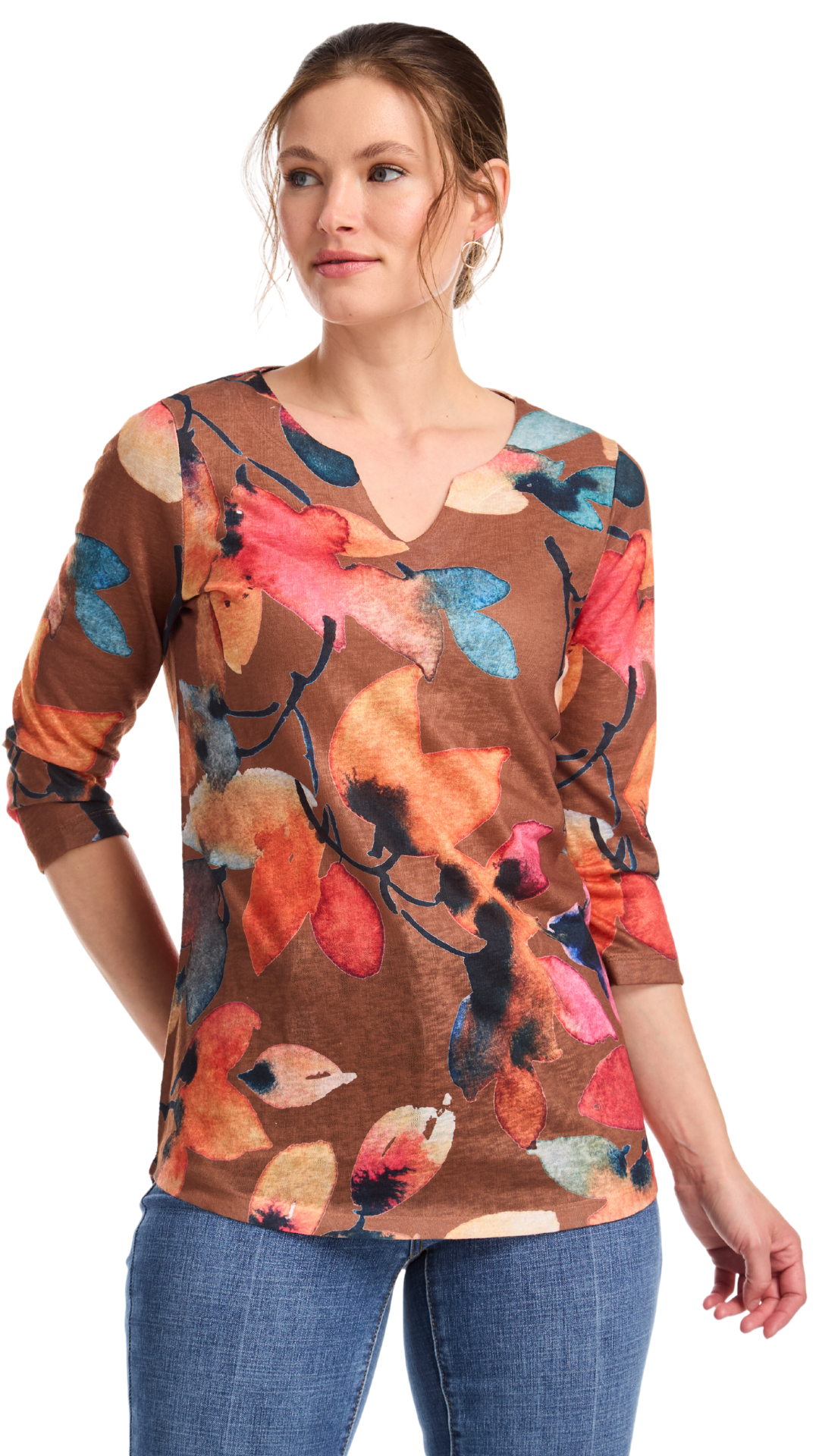 Notch Neck Printed Top. Style FD3459451