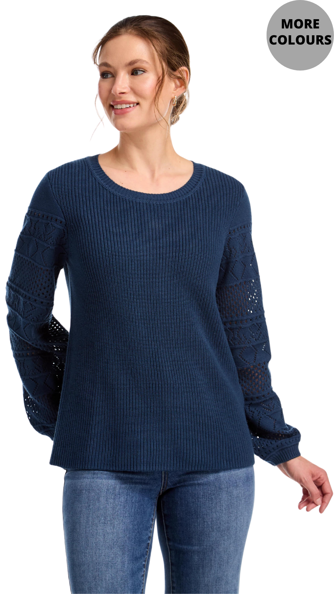 Long Sleeve Pointelle Knit Sweater. Style FD1744624