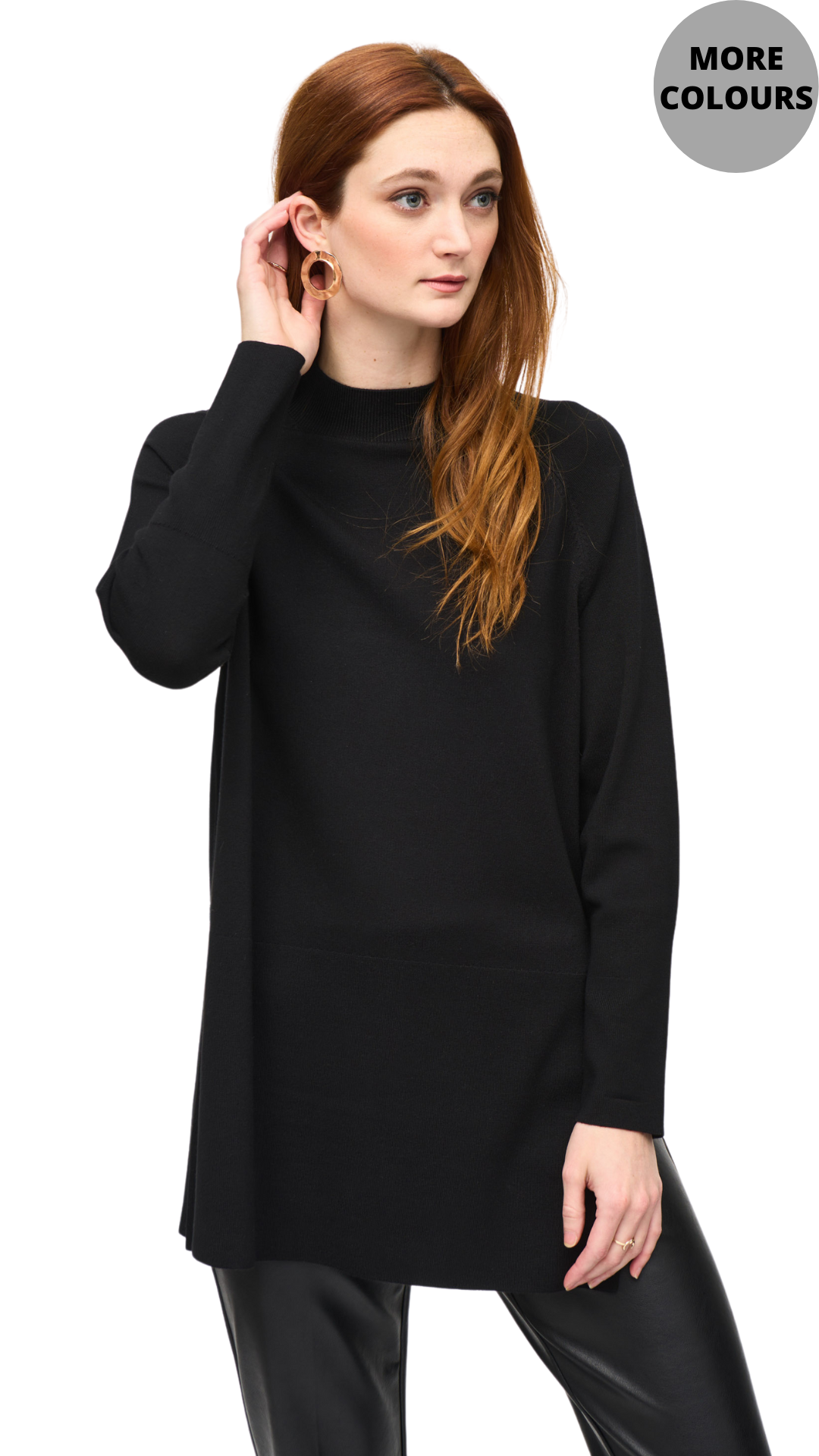 Mock Neck Realxed Fit Knit Tunic. Style JR243956