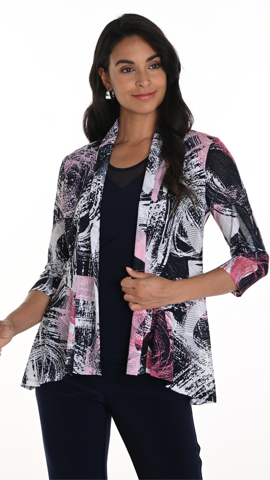 Textured & Mesh Printed Cardigan. Style FL256350