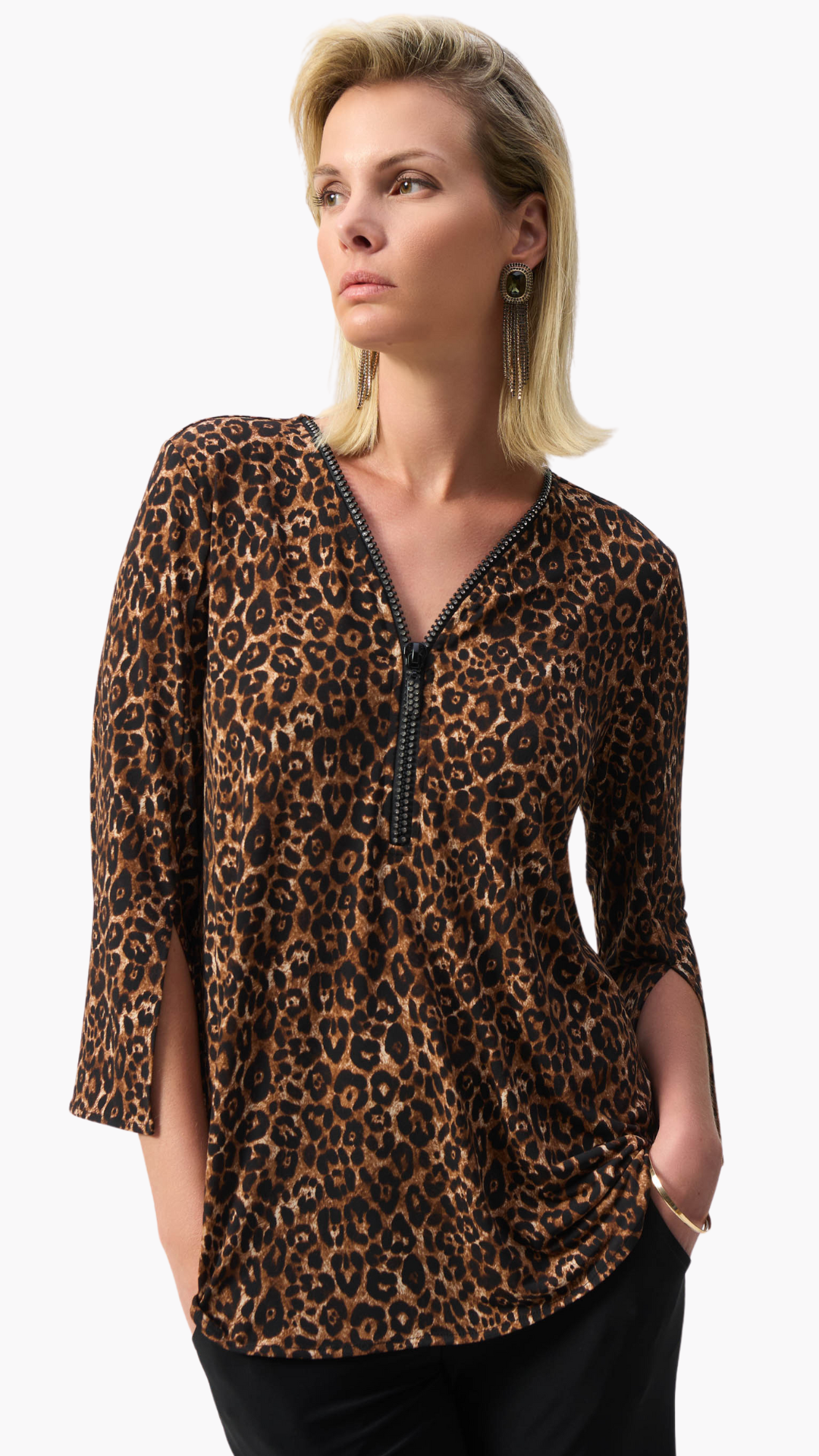 Silky Knit Animal Print Fit & Flare Tunic. Style JR244252