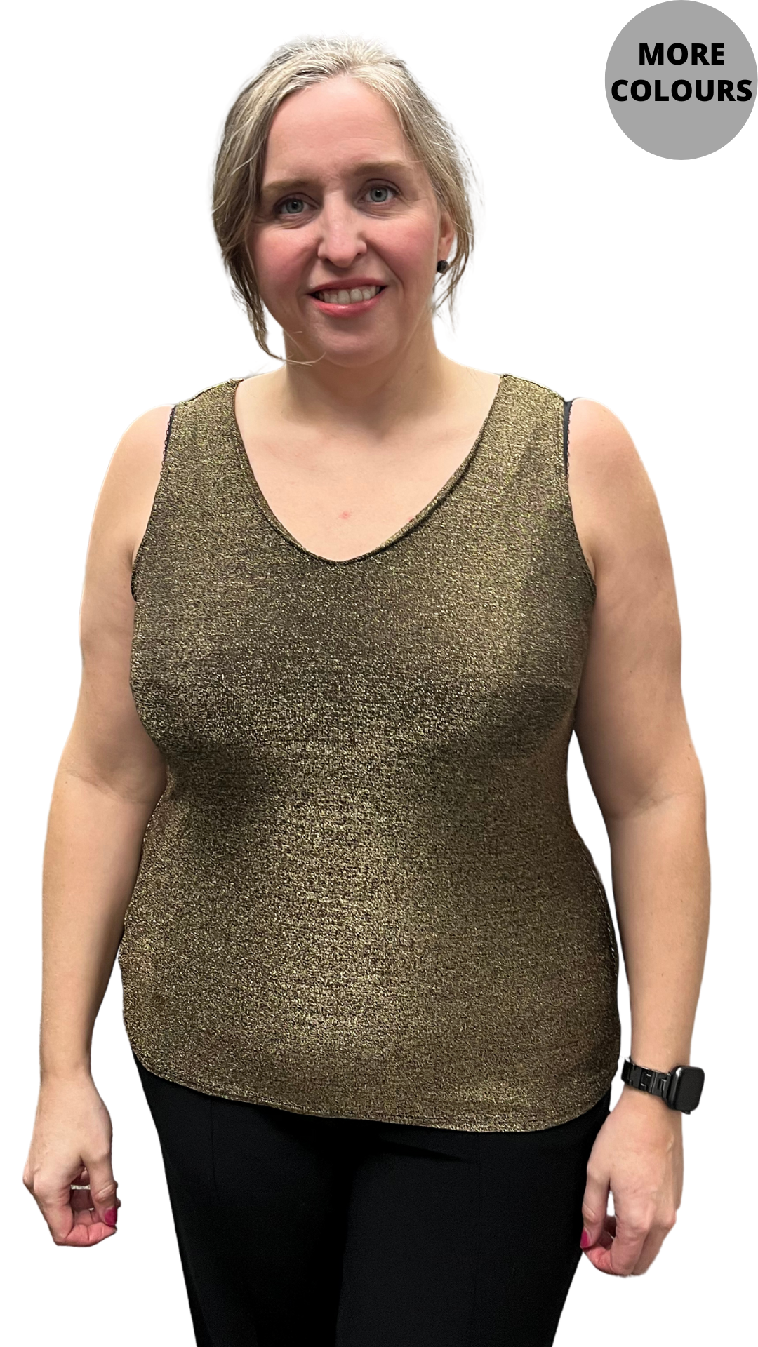 Glitter V-Neck Sleeveless Top. Style SW102006