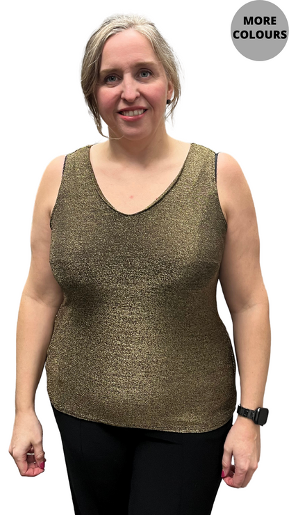 Glitter V-Neck Sleeveless Top. Style SW102006