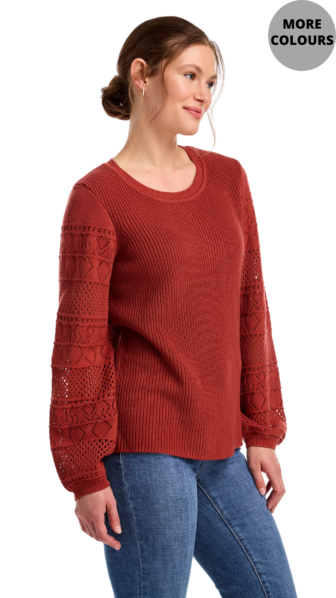 Long Sleeve Pointelle Knit Sweater. Style FD1744624