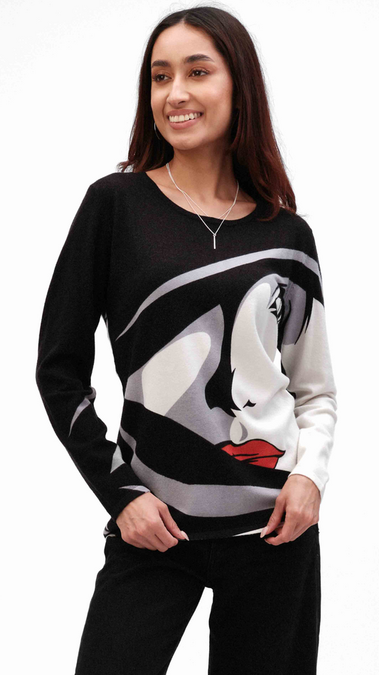 Face Design Lightweight Sweater. Style FS243C93