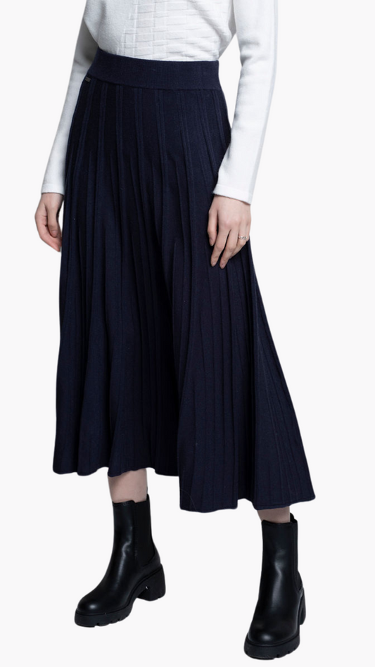 Pull On Pleated Knit Midi Skirt. Style PYLK812