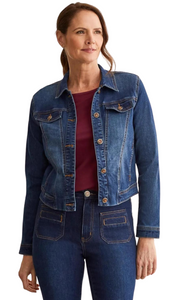 Horn Button Stretch Denim Jacket in Multiple Colours. Style TR7814O-2020