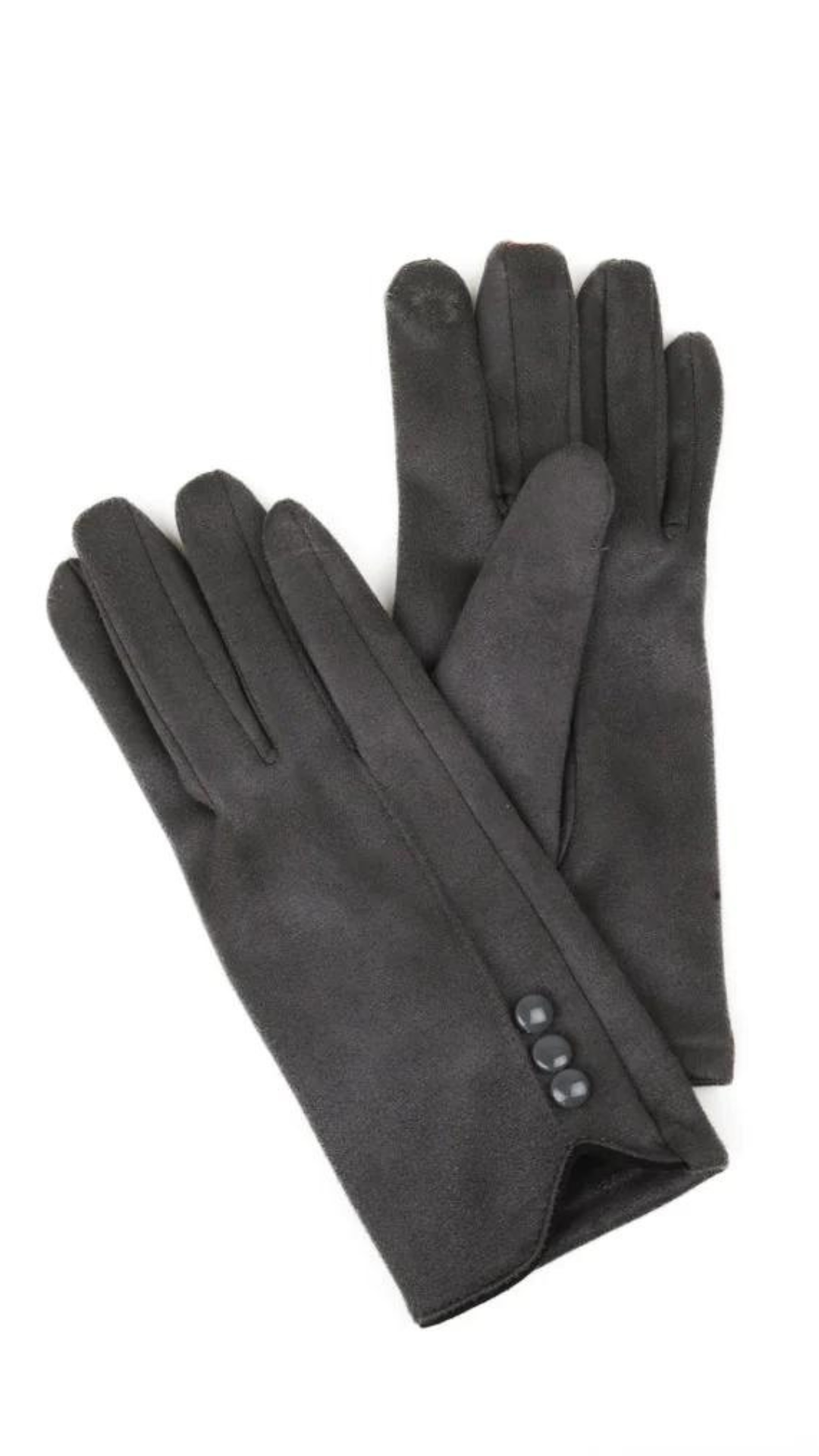 Soft & Stretchy Button & Stitch Grey Glove. Style CARA9000-GRY